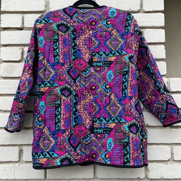 Willowridge Southwestern Aztec Print Quilted Blazer Jacket - Size Large - Picture 4 of 6